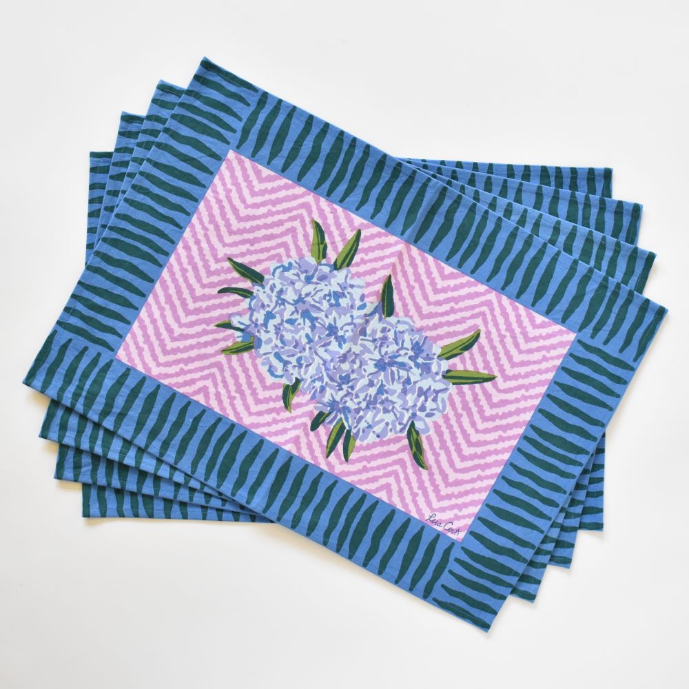 Tovagliette in tela di cotone Lisa Corti Oleander Lilac 35x48cm - set da 4