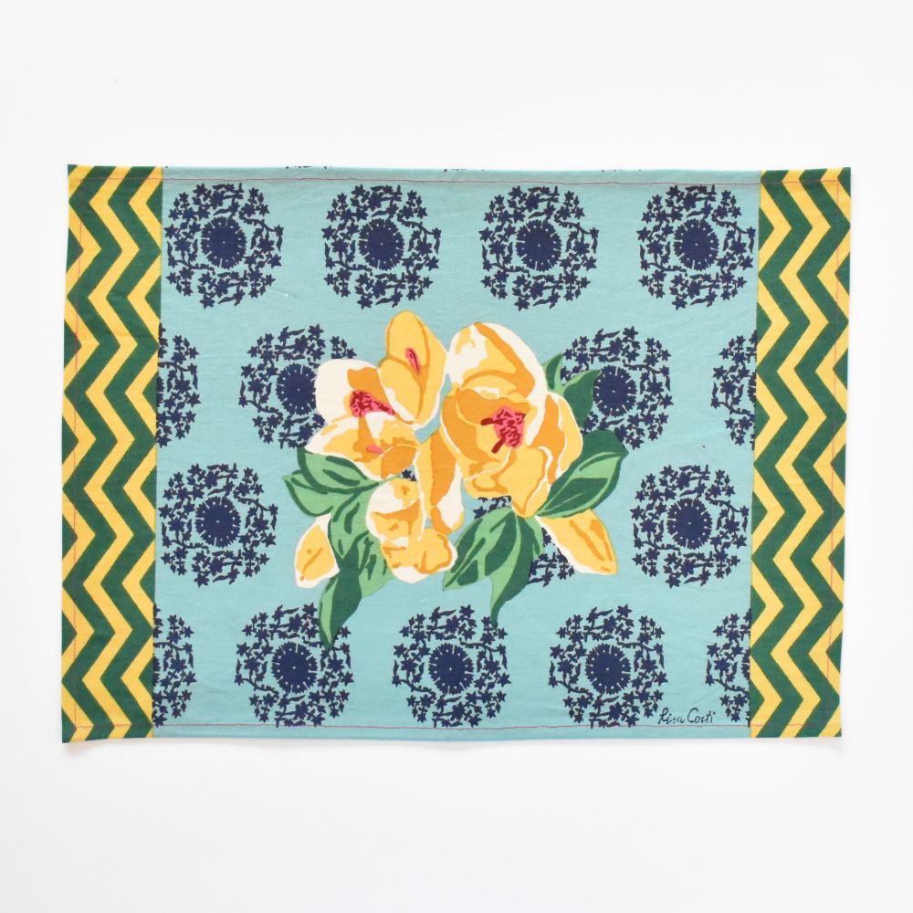 Tovagliette in tela di cotone Lisa Corti Planet Blue Celadon 35x48cm - set da 4