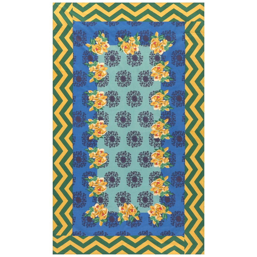 Tovaglia rettangolare Lisa Corti Planet Blue Celadon 140x240cm