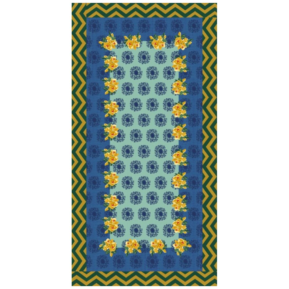 Lisa Corti Planet Blue Celadon tovaglia da pranzo 180x350cm in cotone