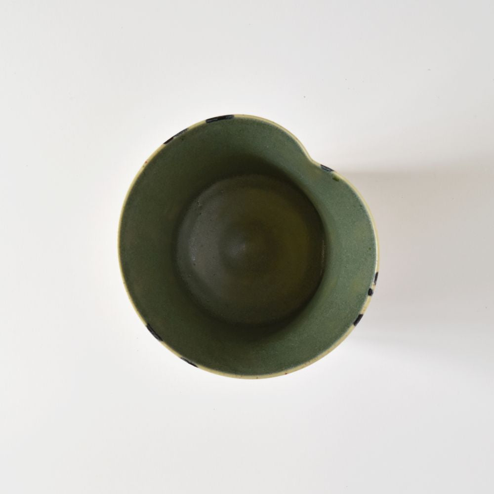 Vaso svasato in gres Marino Moretti con decori rosso e blu