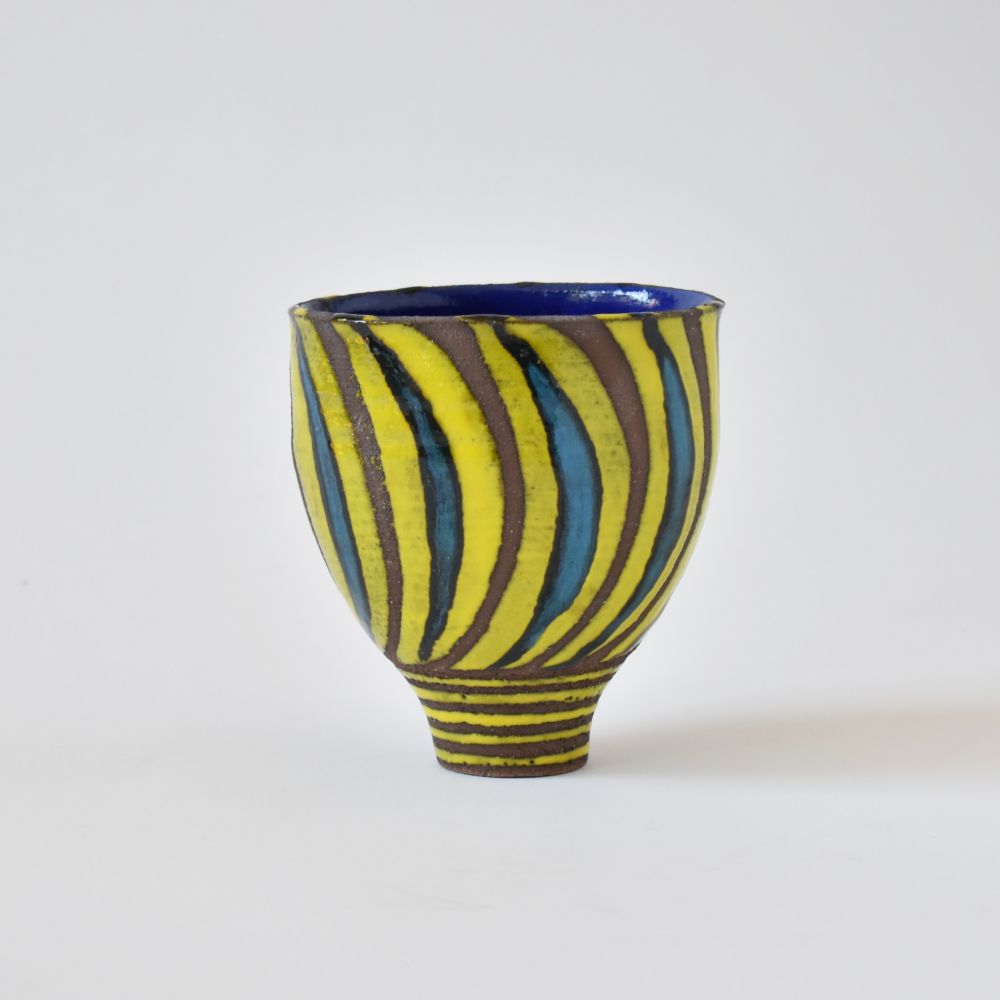 Vaso piccolo Marino Moretti Giallo e Blu su Argilla Granulata