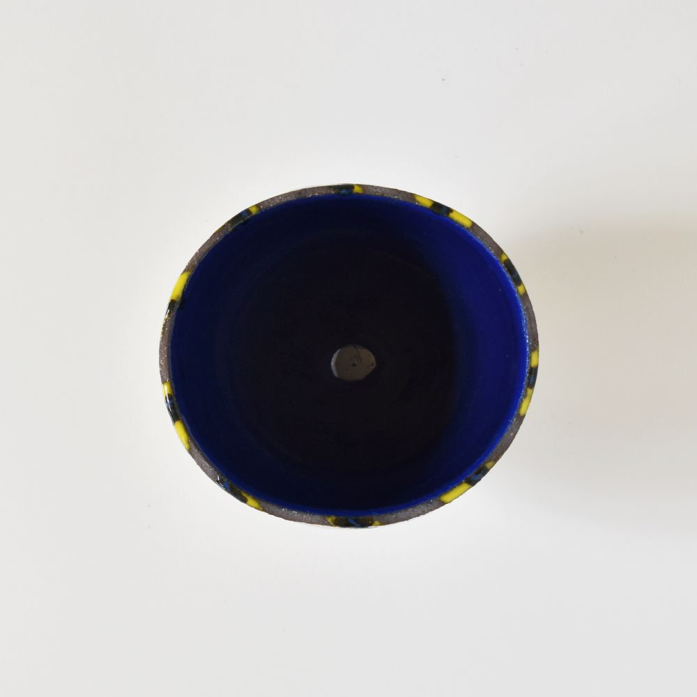 Vaso piccolo Marino Moretti Giallo e Blu su Argilla Granulata