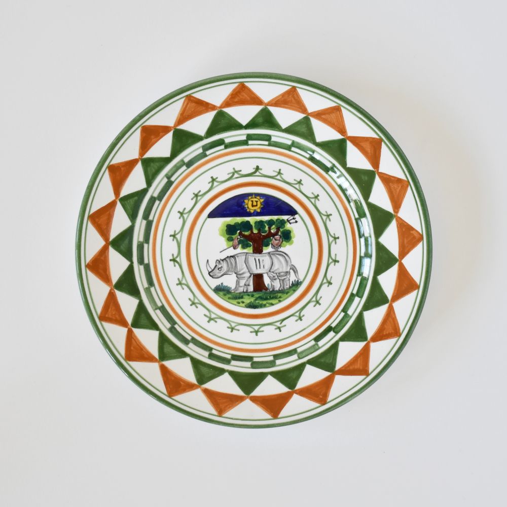 Piatto da dessert Palio di Siena Rinoceronte