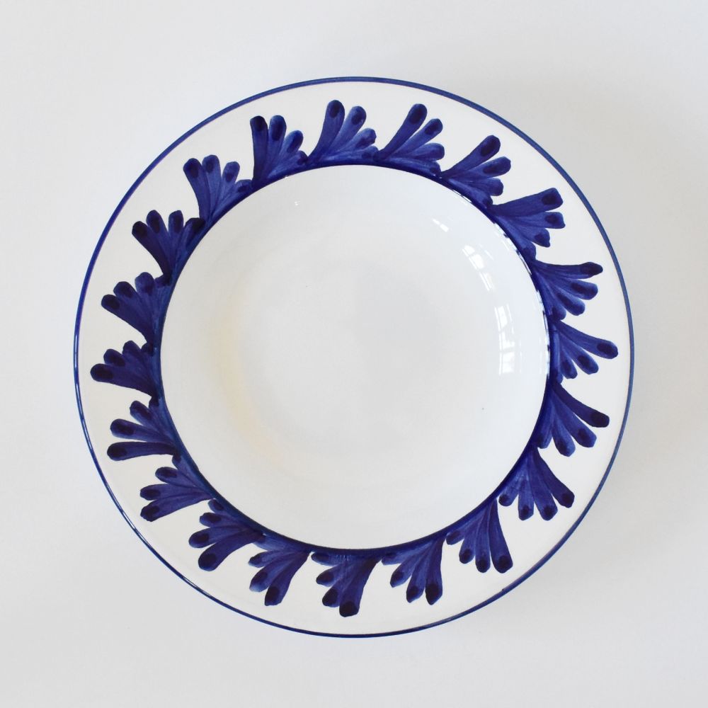 Zuppiera con bordo Semplice Piume Blu