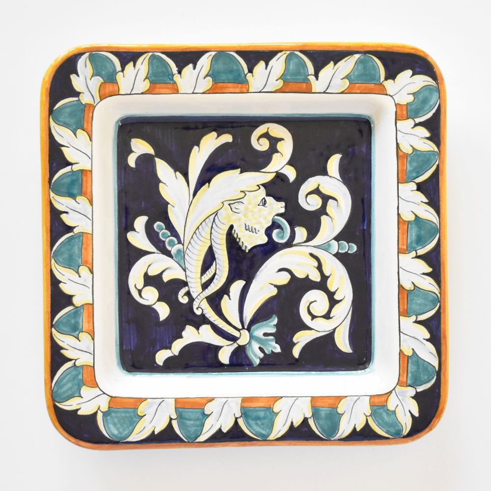 Piatto da parete quadrato Talismano Blu