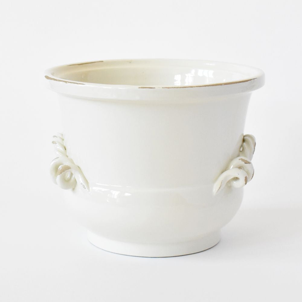 Vaso piccolo con manico ritorto bianco