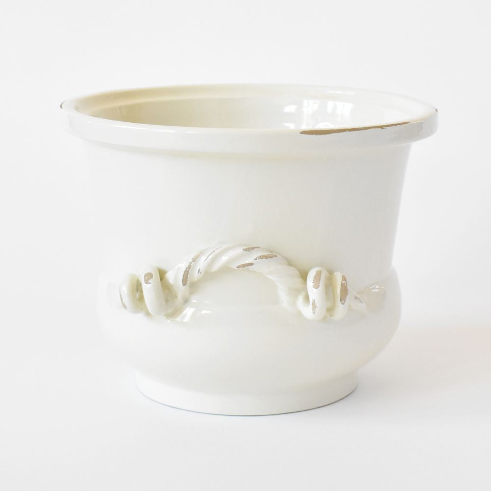Vaso piccolo con manico ritorto bianco