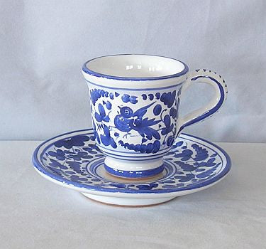 Tazzina da caffè con piattino Arabesco Cobalt Blu - affusolata