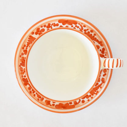 Arabesco Tazza cappuccino con piattino Orange