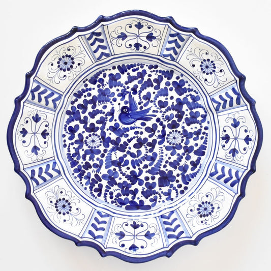 Piatto rotondo smerlato Arabesco Cobalt Blu