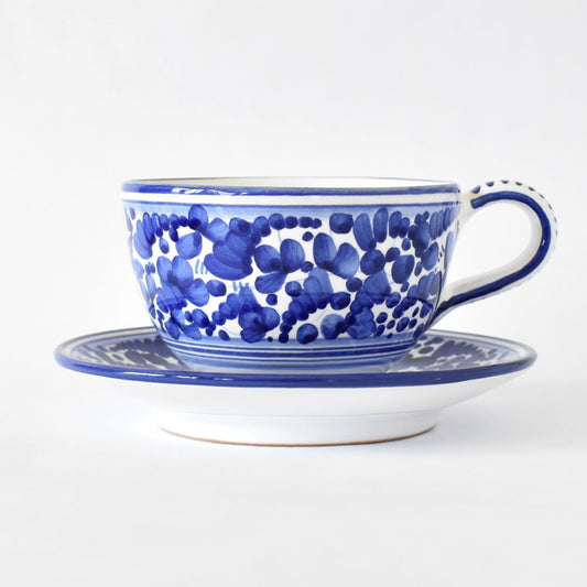 Tazza cappuccino con piattino Arabesco Blu Cobalto