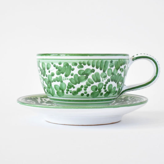 Tazza da cappuccino e piattino Arabesco Green