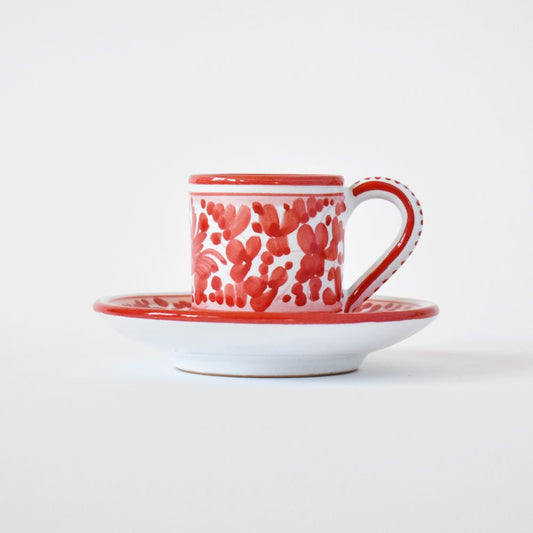 Tazzina da caffè espresso con piattino Arabesco Red
