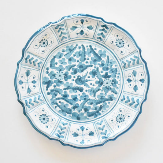 Piatto rotondo smerlato Arabesco Turquoise