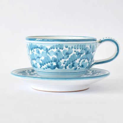 Tazza da cappuccino e piattino Arabesco Turquoise