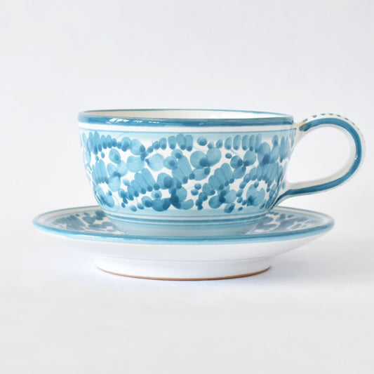 Tazza da cappuccino e piattino Arabesco Turquoise