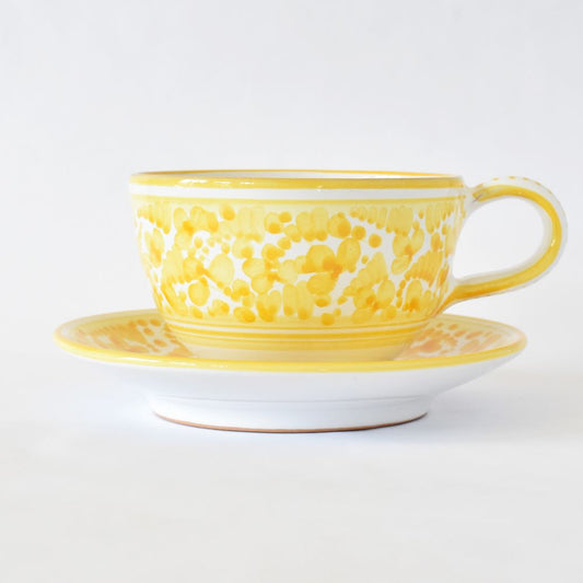 Tazza da cappuccino e piattino Arabesco Yellow