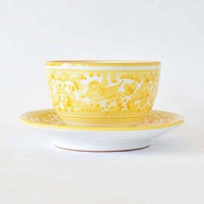 Tazza da cappuccino e piattino Arabesco Yellow