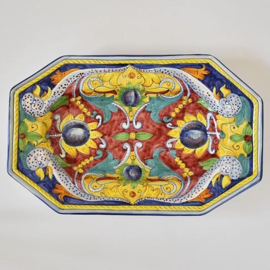 Piatto da parete ottagonale Grottesche Blu - B