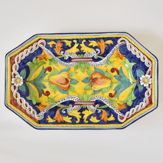 Piatto da muro ottagonale Grottesche Blu - C
