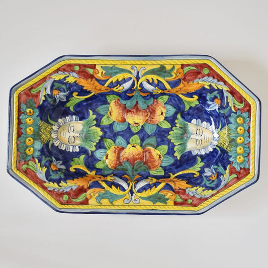 Grottesche Blu piatto da parete ottagonale - D