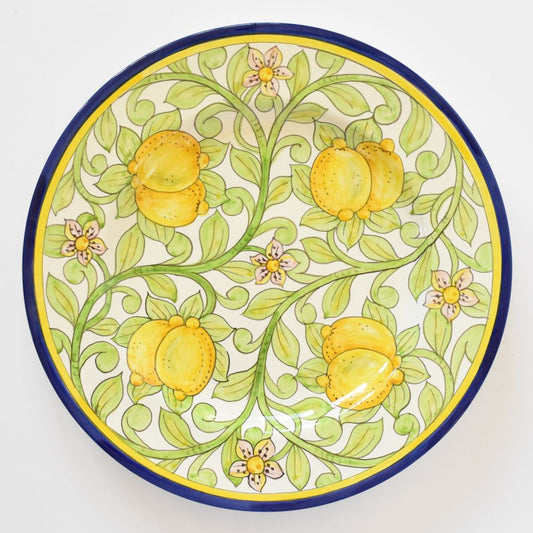 Piatto da muro rotondo Limoni fondo Bianco
