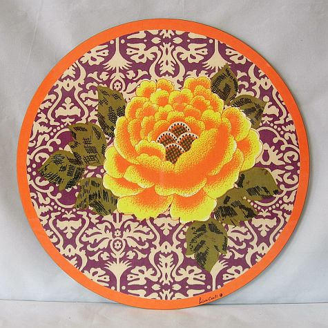 Tovaglietta rotonda Lisa Corti Sunrise Lavender con retro in sughero - Rotonda 34 cm
