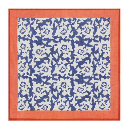 Tovaglioli in cotone stampato a blocchi Lisa Corti Arabesque Blue Natural - set da 2