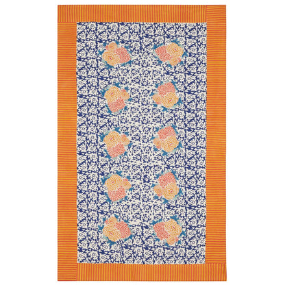 Tovaglia rettangolare Lisa Corti Arabesque Corolla Blue Natural 140x240cm