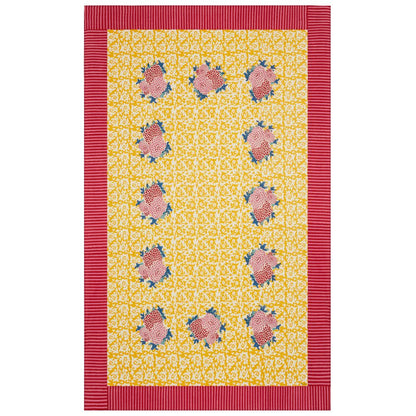 Lisa Corti X La Minervetta Arabesque Corolla Gold Tovaglia in cotone naturale 180x270cm