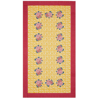 Lisa Corti X La Minervetta Arabesque Corolla Gold Natural tovaglia da pranzo 180x350cm in cotone