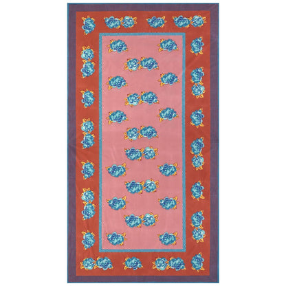 Lisa Corti Double Peonia Rust Old Pink tovaglia da pranzo 180x350cm in cotone