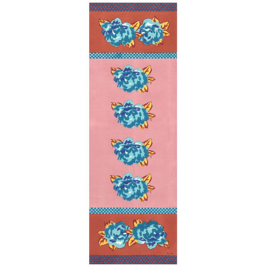 Lisa Corti Double Peonia Rust Old Pink runner da tavolo 50x150cm doppio tappeto