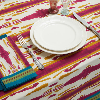 Tovaglia Lisa Corti Flame Aubergine Gold in cotone 220x220cm quadrata