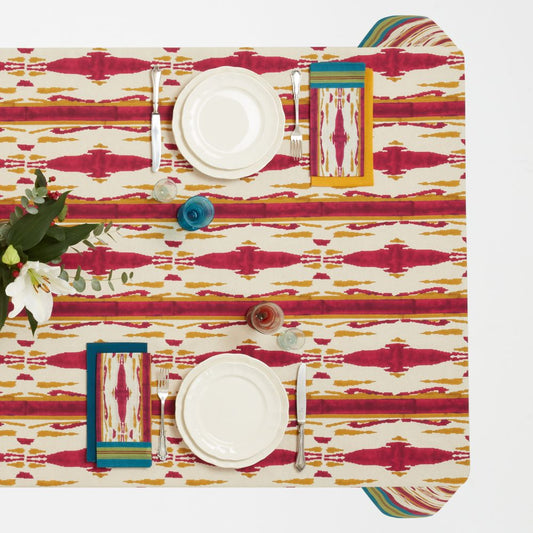 Lisa Corti Flame Aubergine Gold tovaglia da pranzo in cotone 180x350cm