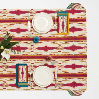 Tovaglia Lisa Corti Flame Aubergine Gold in cotone 220x220cm quadrata