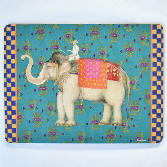 Tovaglietta Lisa Corti Elephant Peacock con retro in sughero - 30x40cm