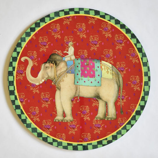 Tovaglietta rotonda Lisa Corti Elephant Rany con retro in sughero - 34 cm
