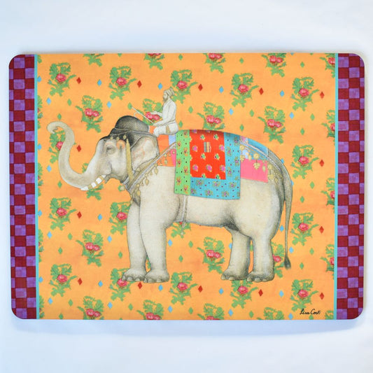 Tovaglietta Lisa Corti Elephant Saffron Gold con retro in sughero - 30x40cm