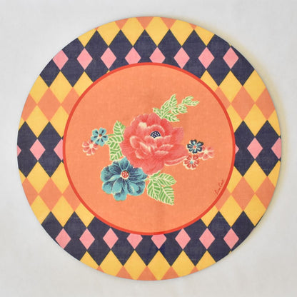 Lisa Corti Losanga Tovaglietta arancione rotonda con retro in sughero - 34 cm
