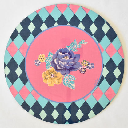 Tovaglietta Lisa Corti Losanga rosa con retro in sughero - rotonda da 39 cm