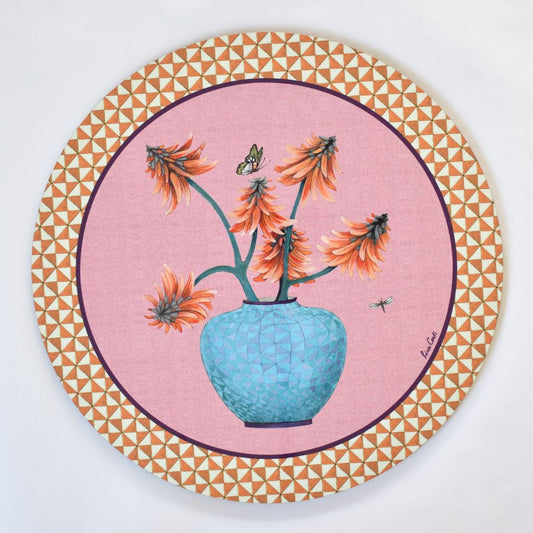 Tovaglietta rotonda Lisa Corti Pottery Old Pink con retro in sughero - 34 cm