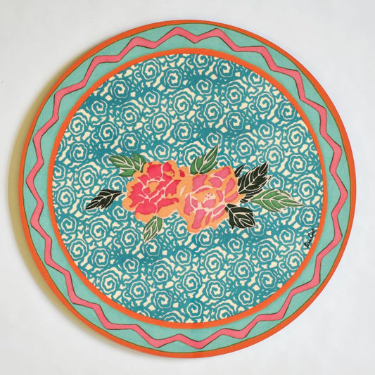 Tovaglietta rotonda Lisa Corti Small Spiral Veronese con retro in sughero - 34 cm
