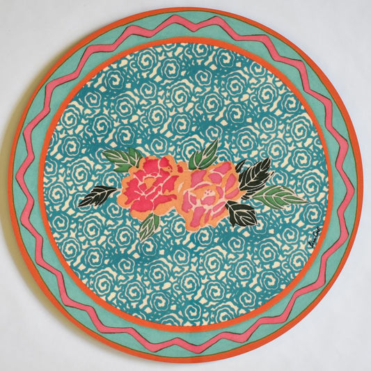Tovaglietta Lisa Corti Small Spiral Veronese con retro in sughero - rotonda da 39 cm