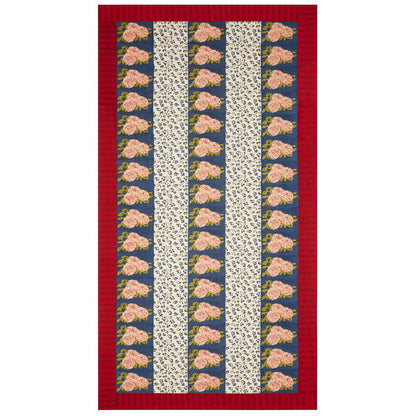 Lisa Corti Copritavolo da pranzo Leopard Stripes Blu scuro 180x350cm in tessuto di cotone