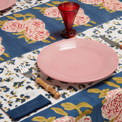 Lisa Corti Copritavolo da pranzo Leopard Stripes Blu scuro 180x350cm in tessuto di cotone