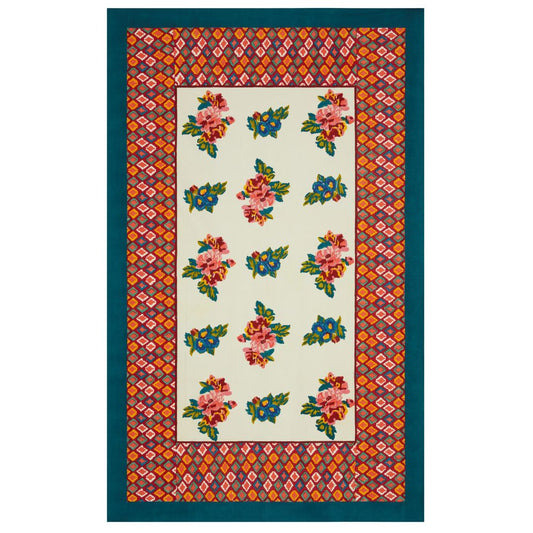 Lisa Corti Lisa Bouquet Tovaglia in cotone color crema 180x270cm