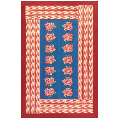 Lisa Corti Nina's Rose Blue tovaglia in cotone 180x270cm