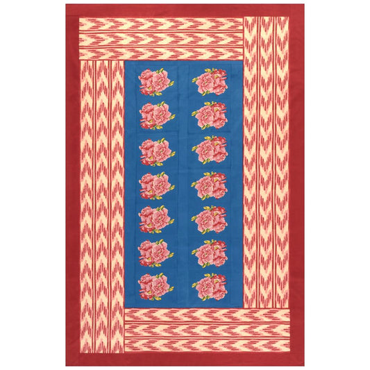 Lisa Corti Nina's Rose Blue tovaglia in cotone 180x270cm